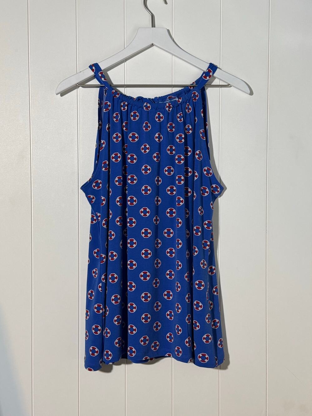 Cynthia Rowley Sleeveless Tank Blue with Nautical Print Size Large